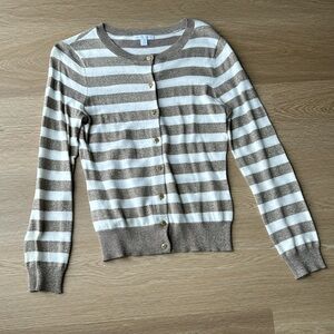 NY & Co Gold Striped Cardigan, Size Small